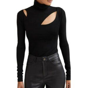 Marcella Dahlia Cutout Turtleneck Long Sleeve Top